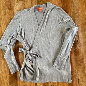 Silver-Grey Viscose Blend Wrap Cardigan